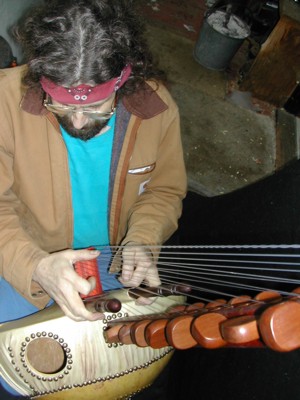 Jeff playing a newly made kora